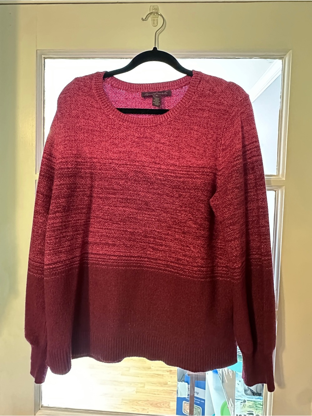 Gloria Vanderbilt Pink Ombre Heathered Knit Classic Crewneck Sweater (XL)